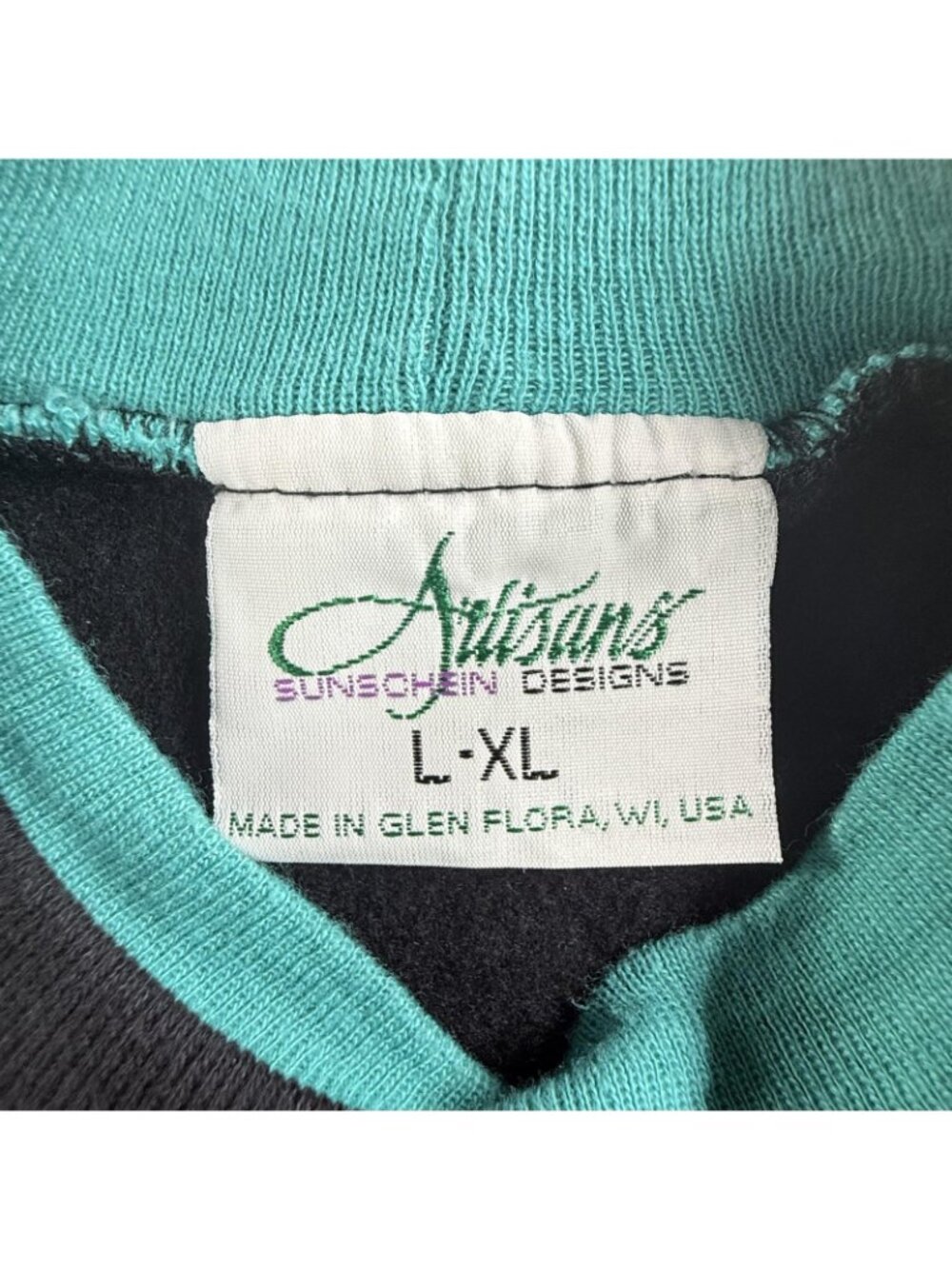 Vintage Artisans Sweatshirt Mens XL Black Water Ski Graphic Fleece USA 90s AOP - Picture 3 of 16